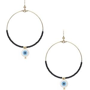 Seed Bead Evil Eye Dangle Round Earring